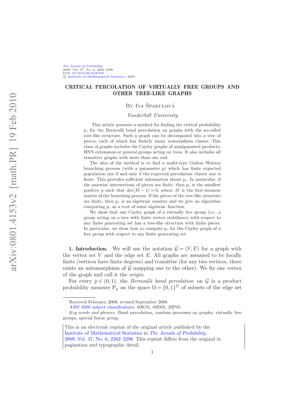 Critical Percolation of Virtually Free Groups and Other Tree-Like Graphs