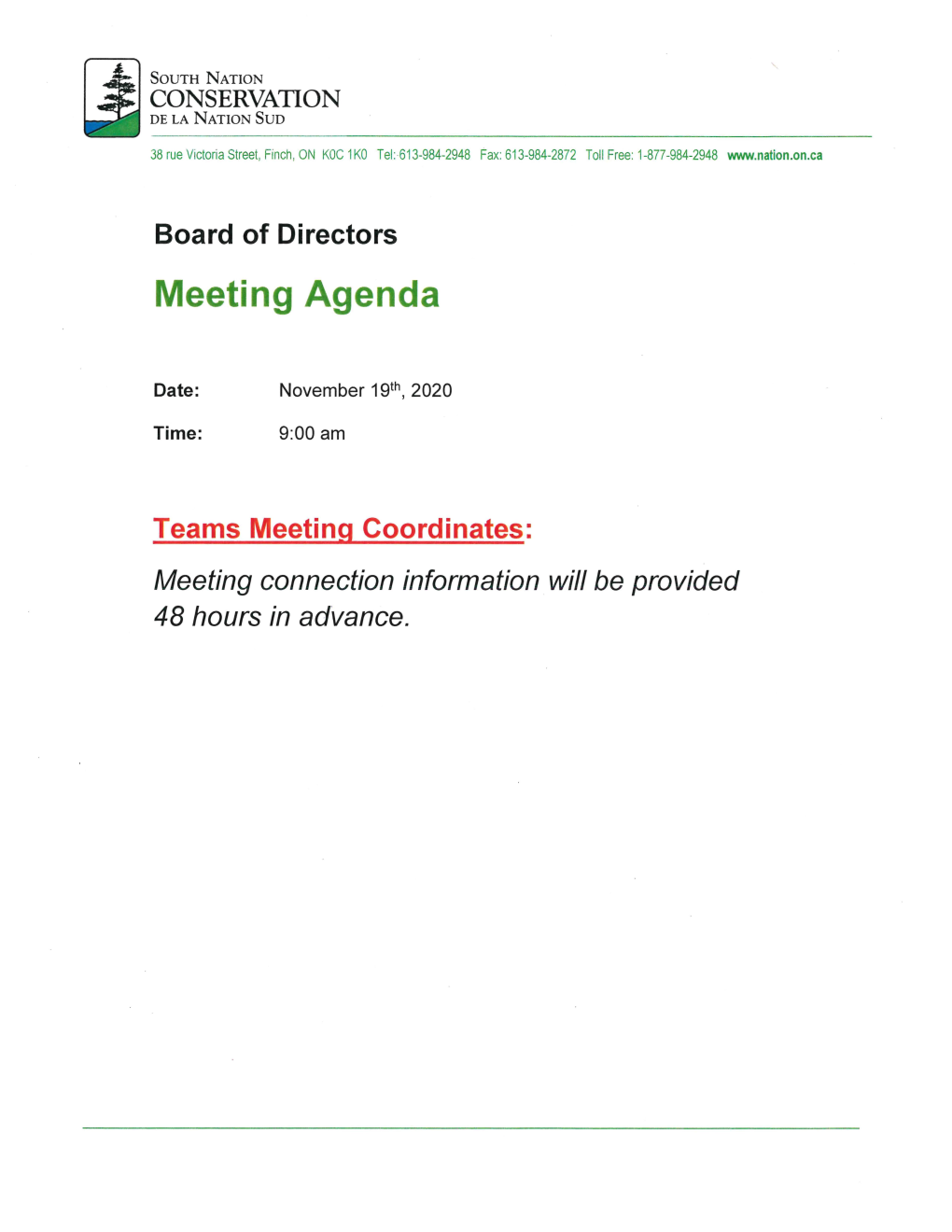 Meeting Agenda