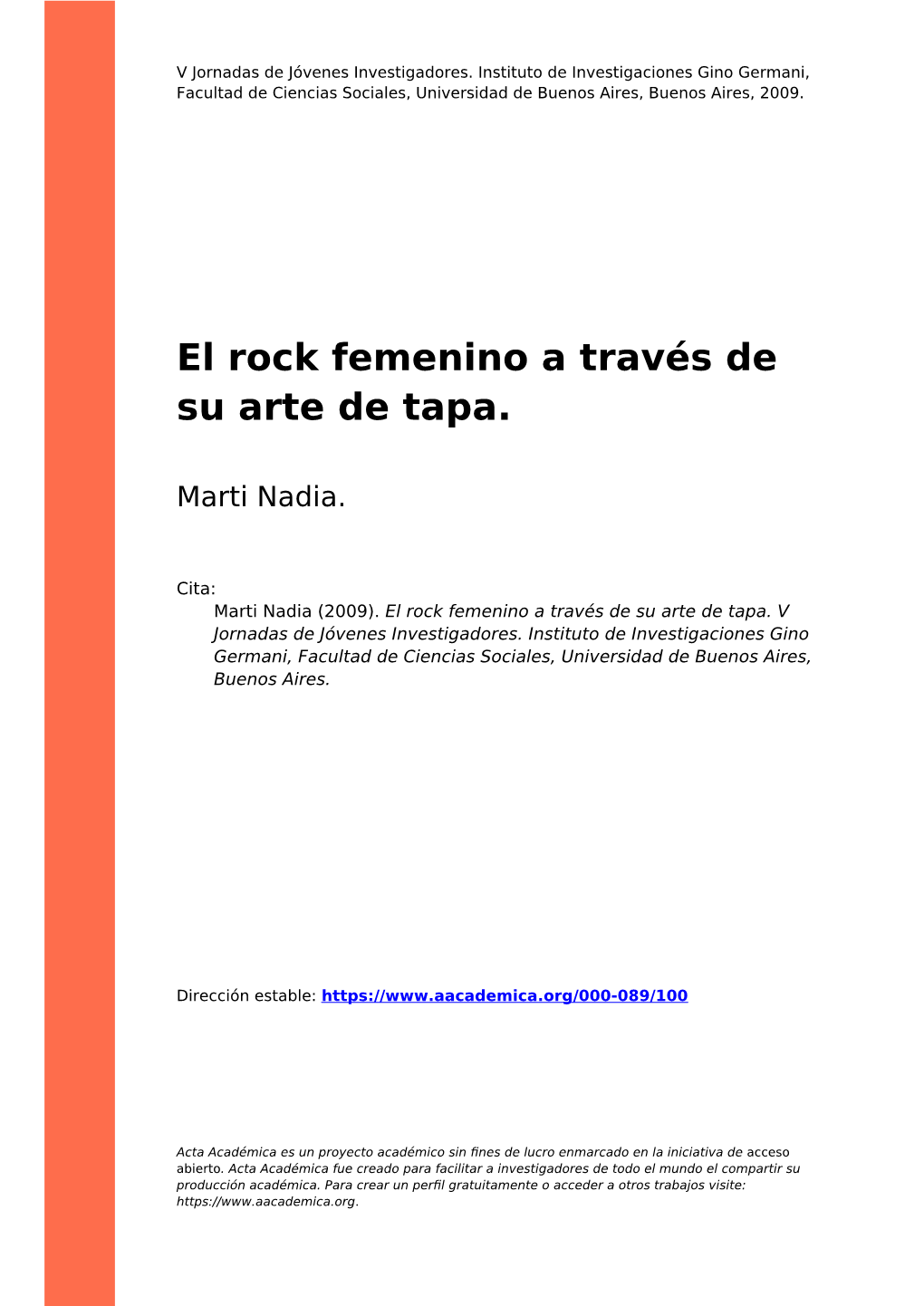 El Rock Femenino a Través De Su Arte De Tapa