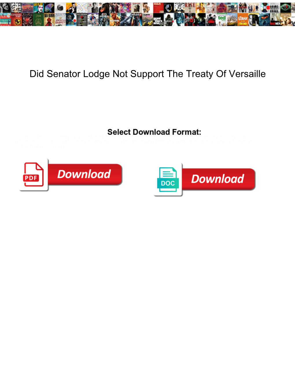 Did Senator Lodge Not Support the Treaty of Versaille