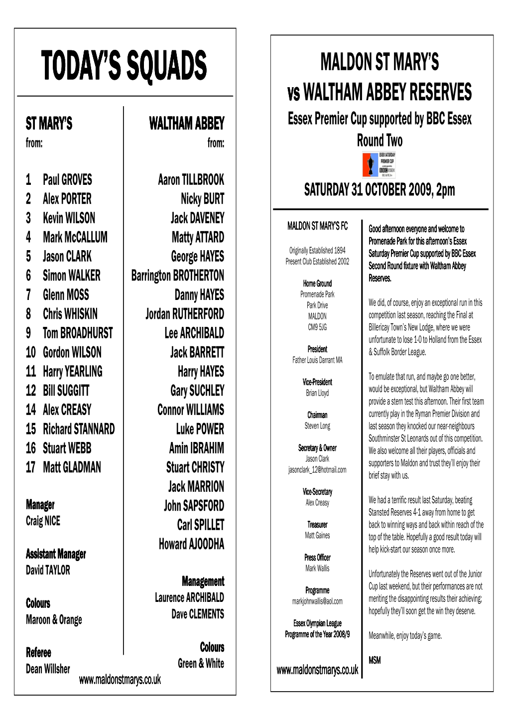 Today's Squads Today's Squads