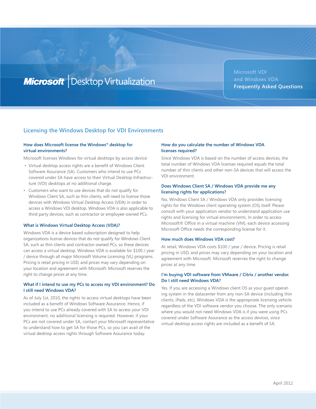 Licensing the Windows Desktop for VDI Environments