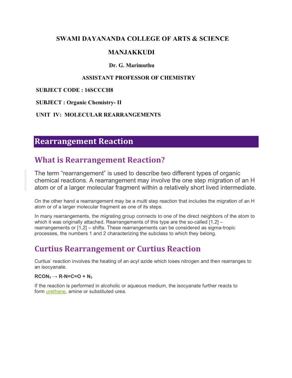 Rearrangement Reaction