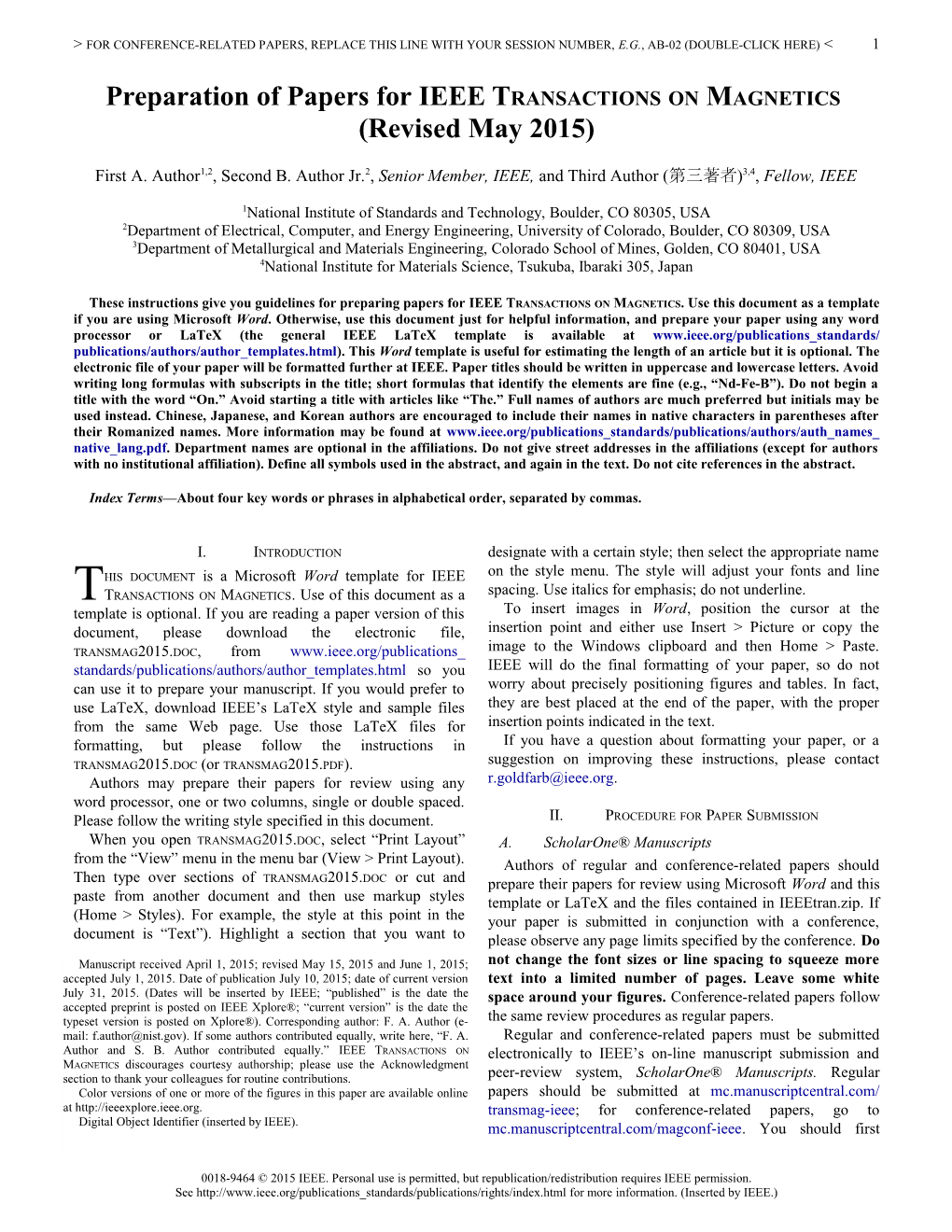 First A. Author1,2, Second B. Author Jr.2, Senior Member, IEEE, and Third Author (第三著者)3,4