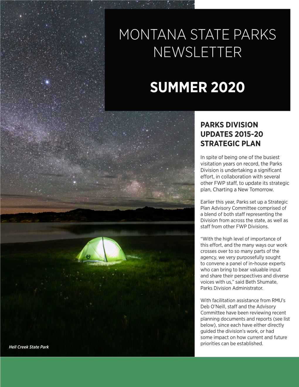 Montana State Parks Newsletter Summer 2020