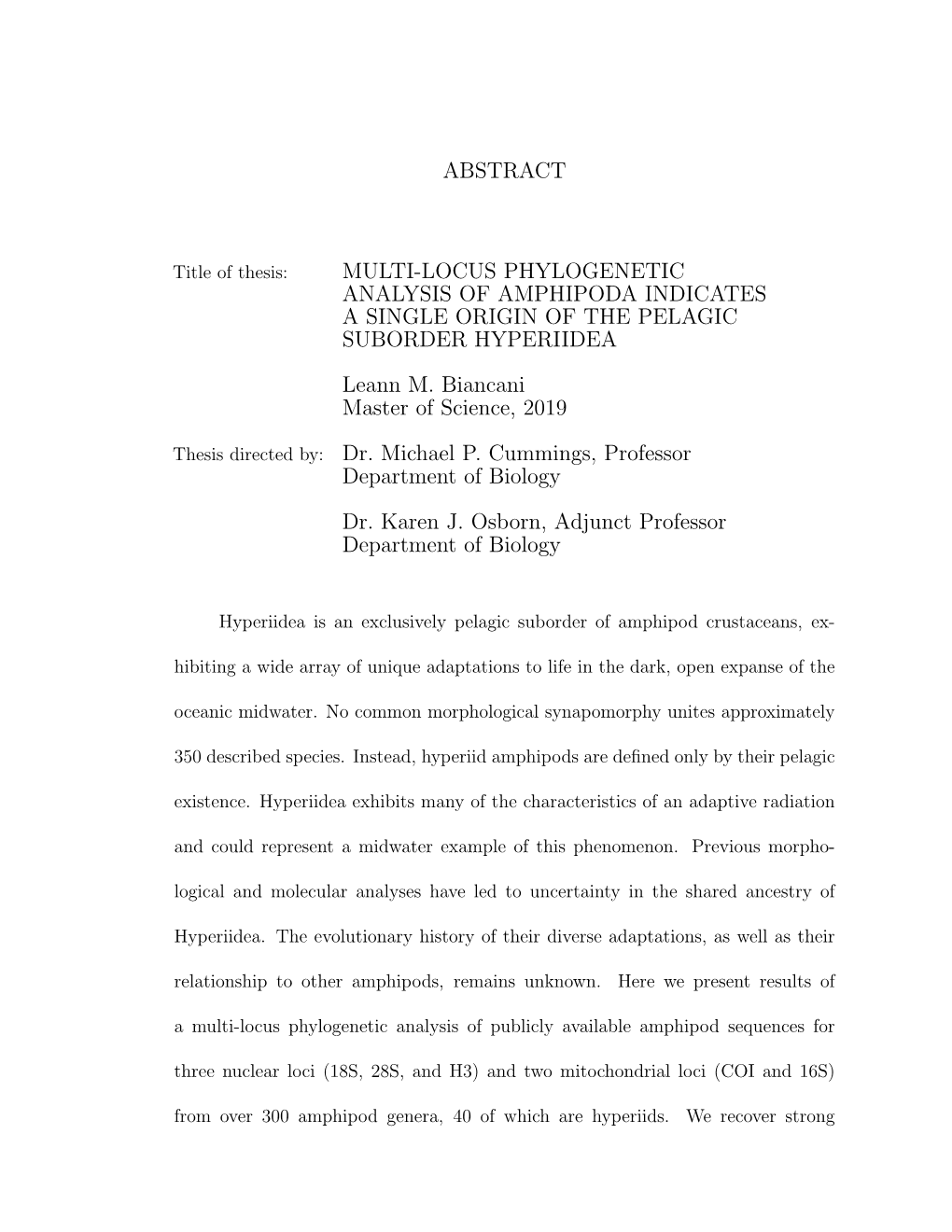 Abstract Multi-Locus Phylogenetic Analysis Of