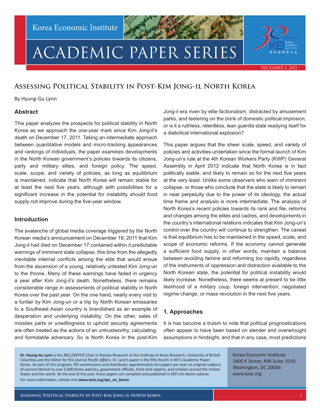 Assessing Political Stability in Post-Kim Jong-Il North Korea by Hyung-Gu Lynn