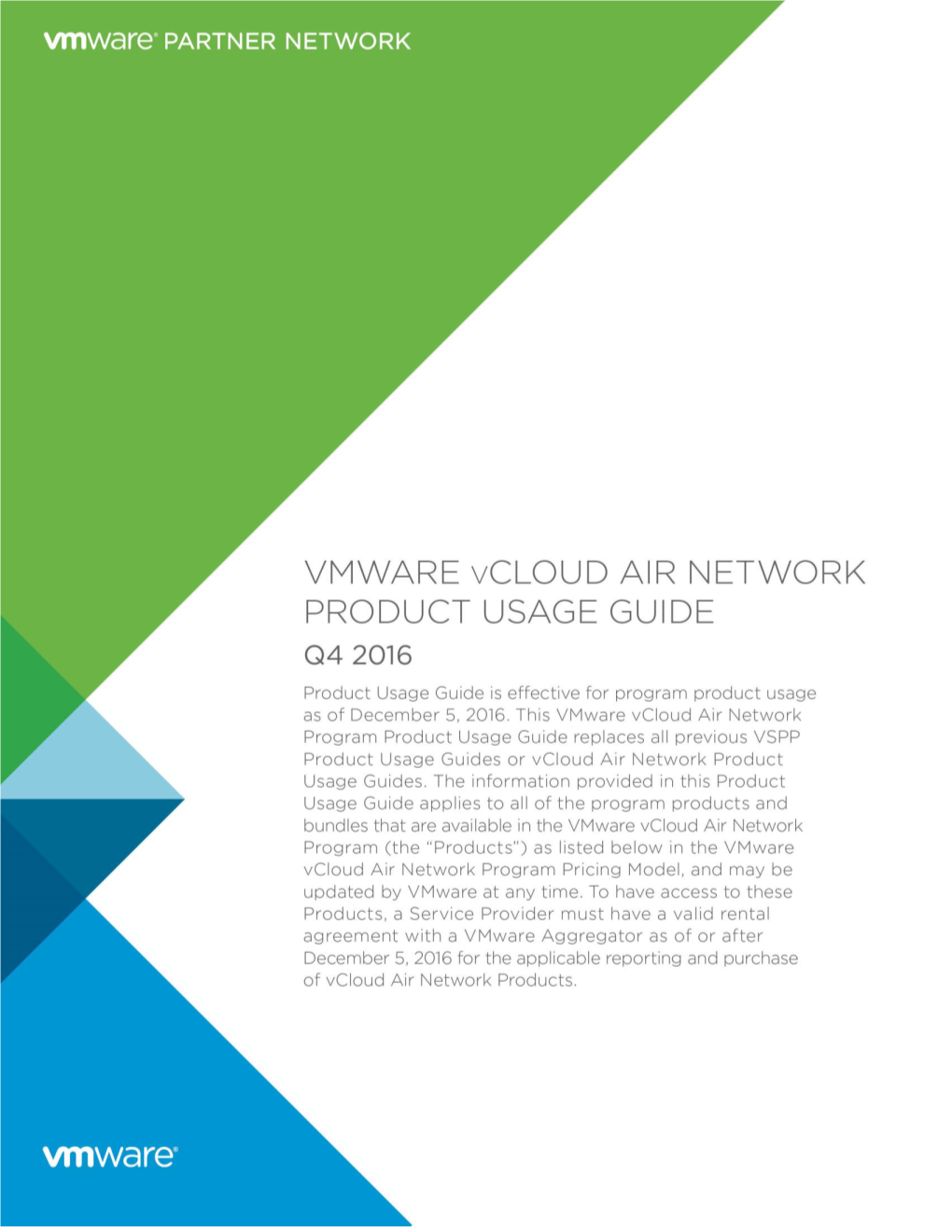 Vmware Vcloud Air Network Program Product Usage Guide