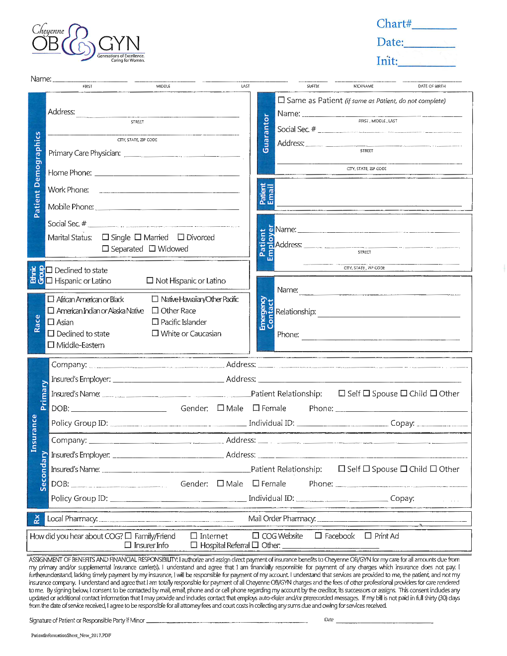 New Obstetric Patient Forms