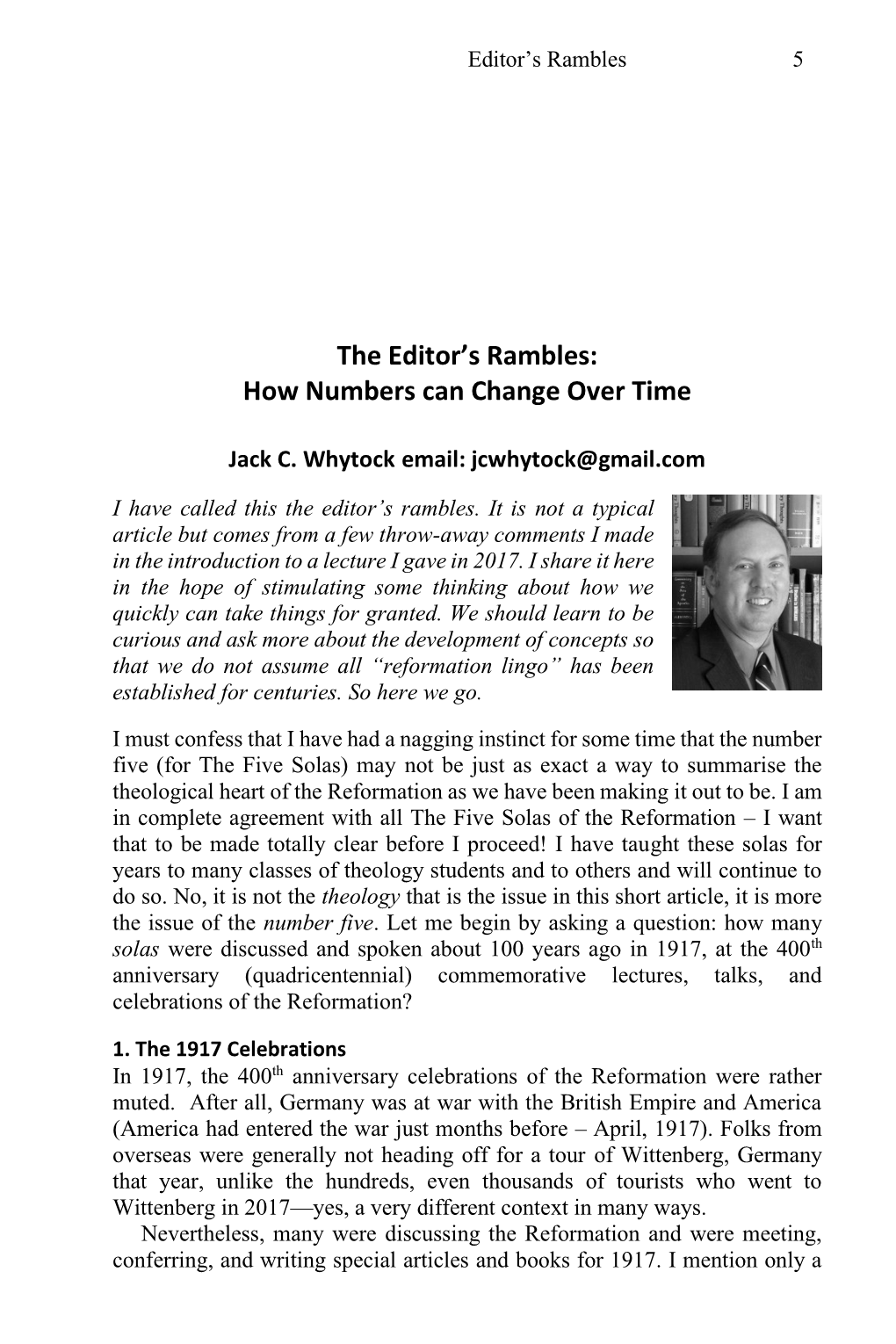 The Editor's Rambles: How Numbers Can Change Over Time