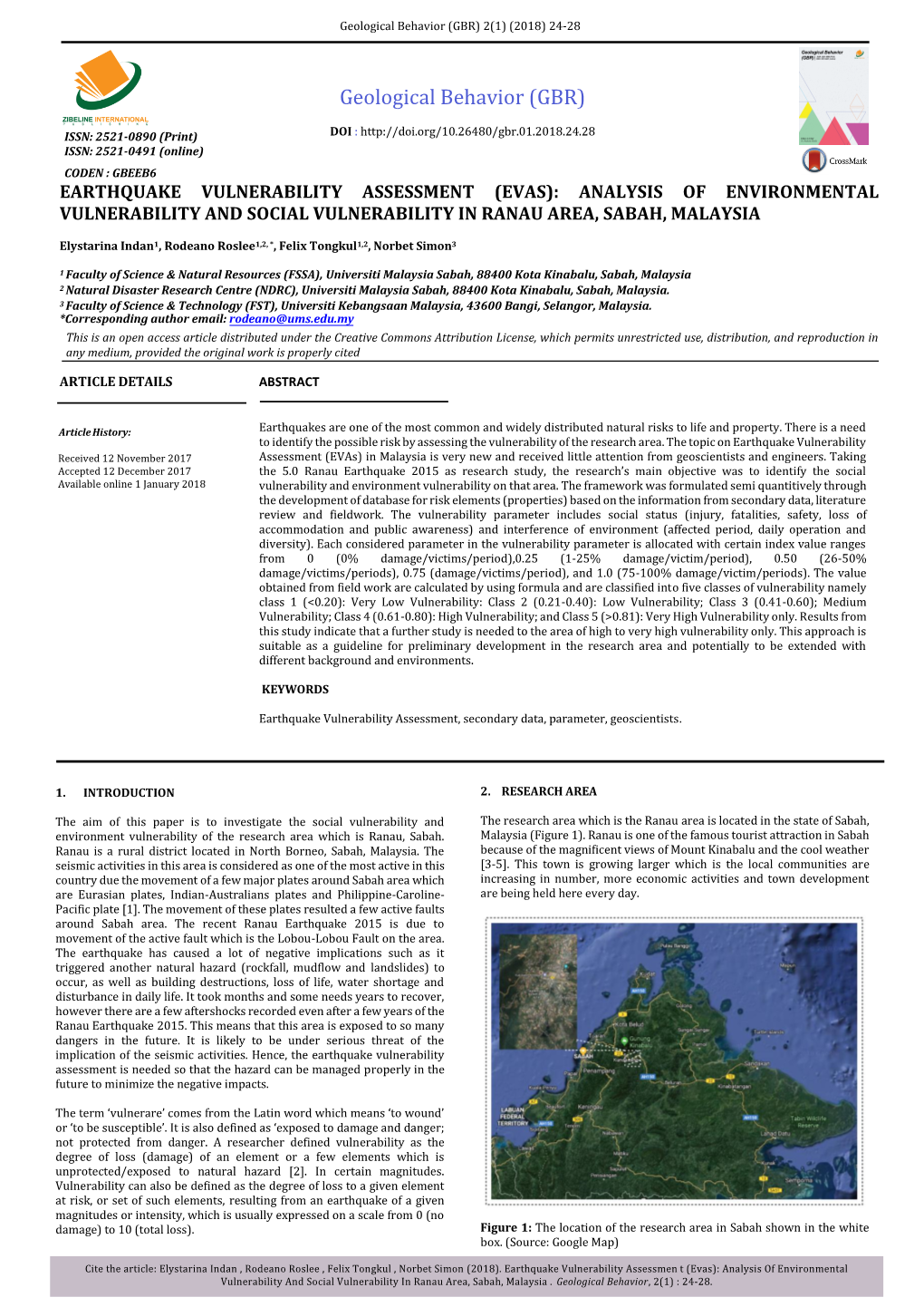 Geological Behavior (GBR) 2(1) (2018) 24-28