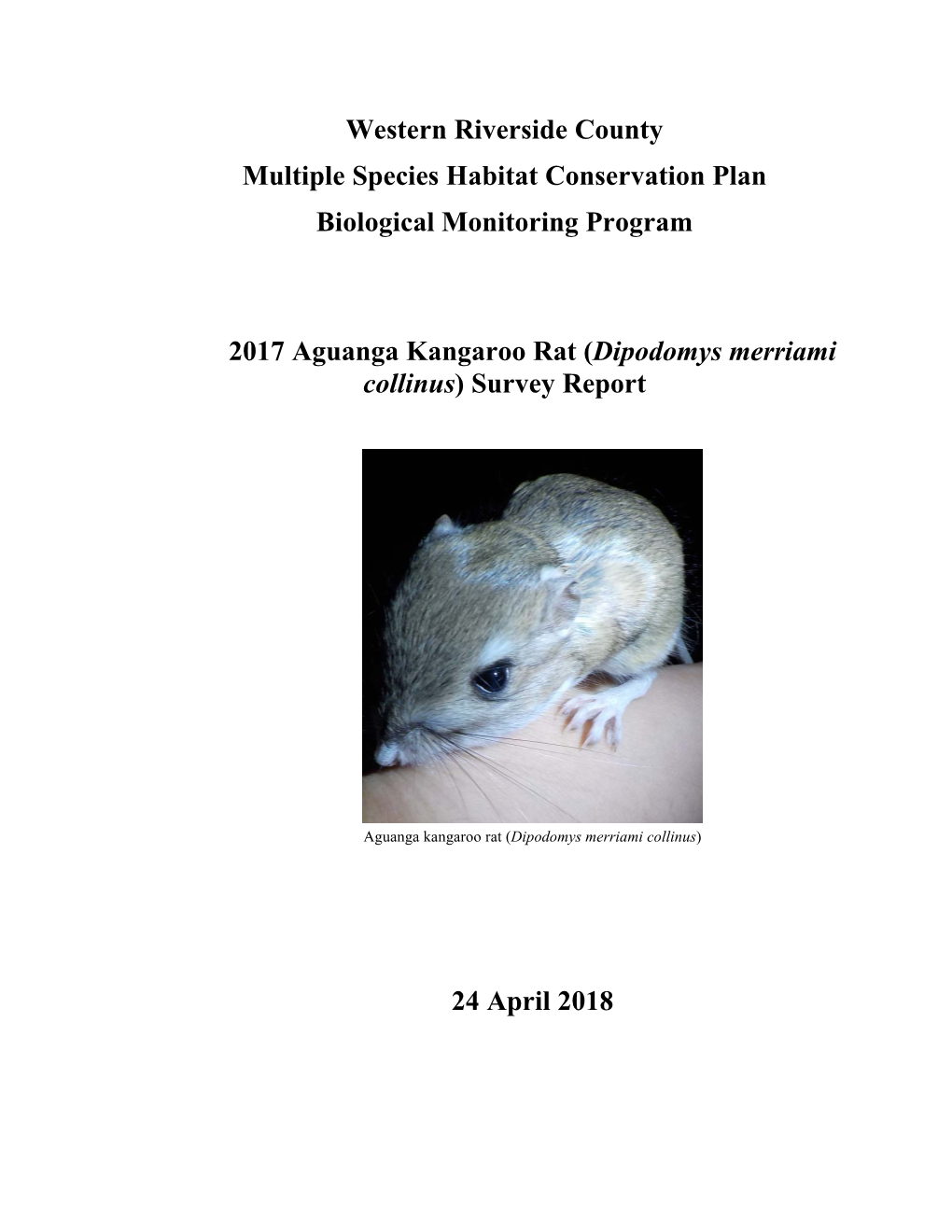 Aguanga Kangaroo Rat Survey Report 2017