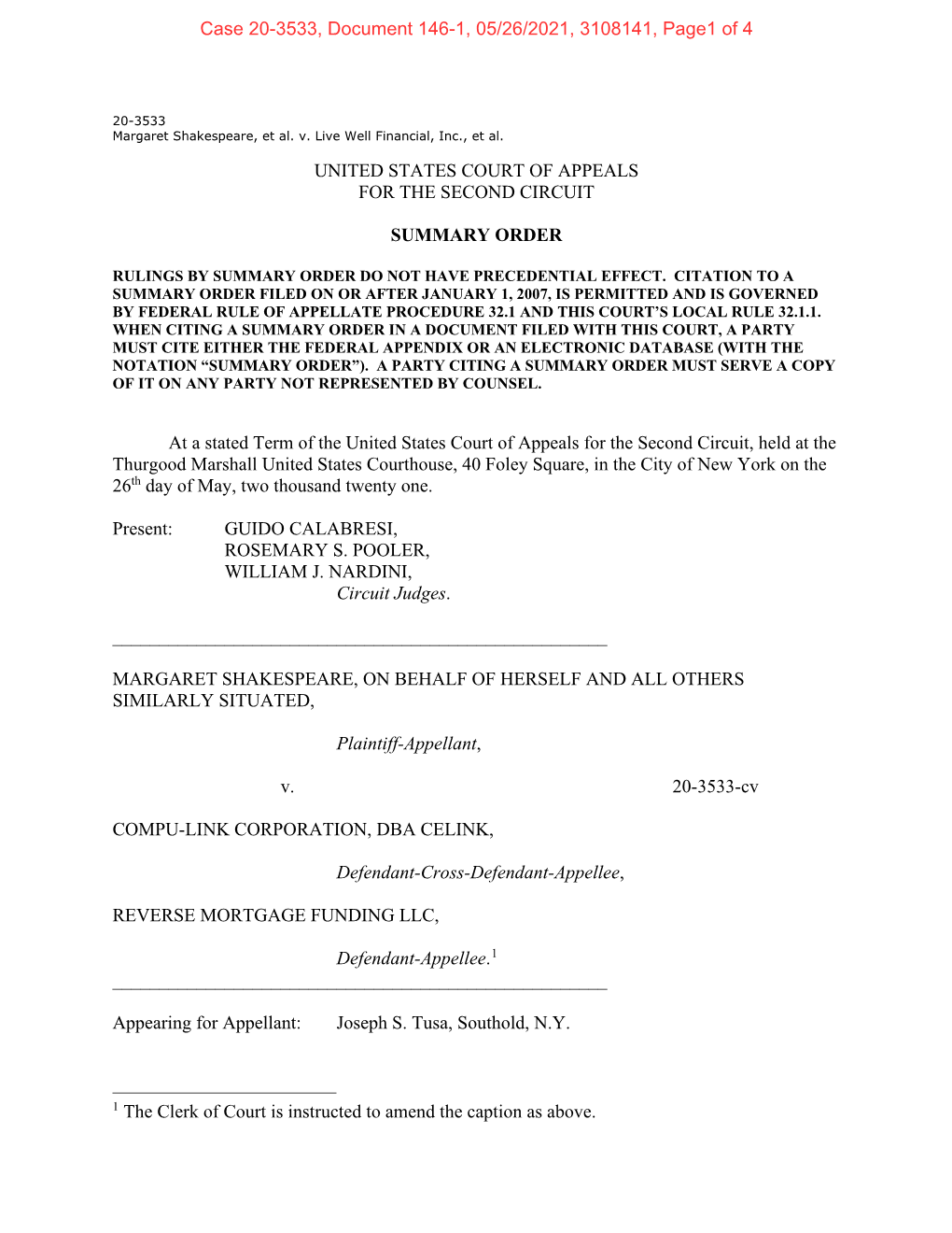United States Court of Appeals for the Second Circuit Summary Order