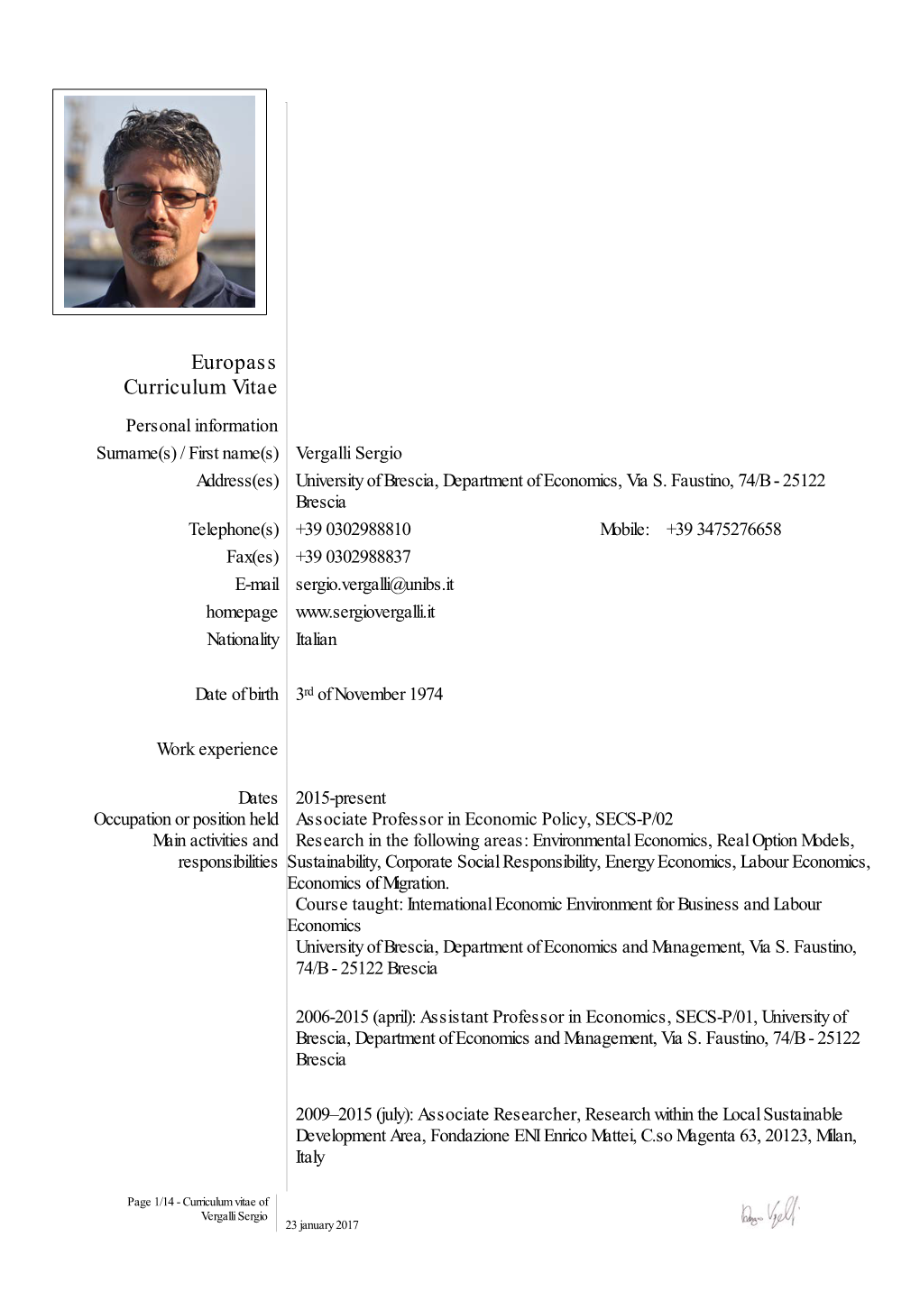 Europass Curriculum Vitae