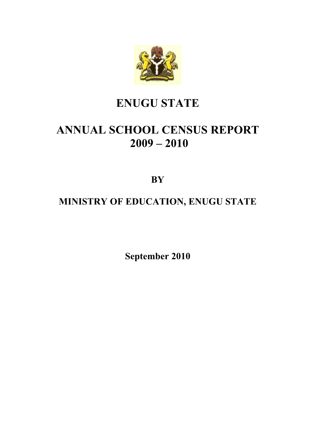 Enugu Annual School Census Report, September 2010