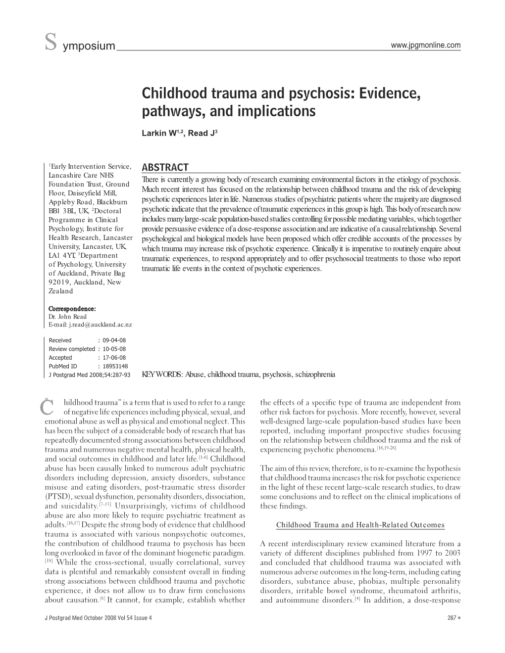 Childhood Trauma and Psychosis: Evidence, Pathways, and Implications