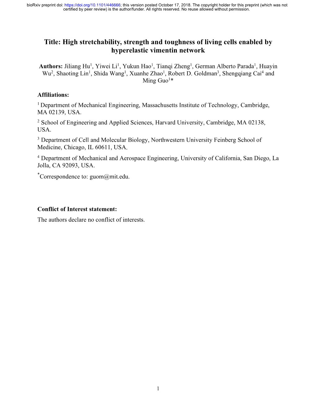 High Stretchability, Strength and Toughness of Living Cells Enabled by Hyperelastic Vimentin Network