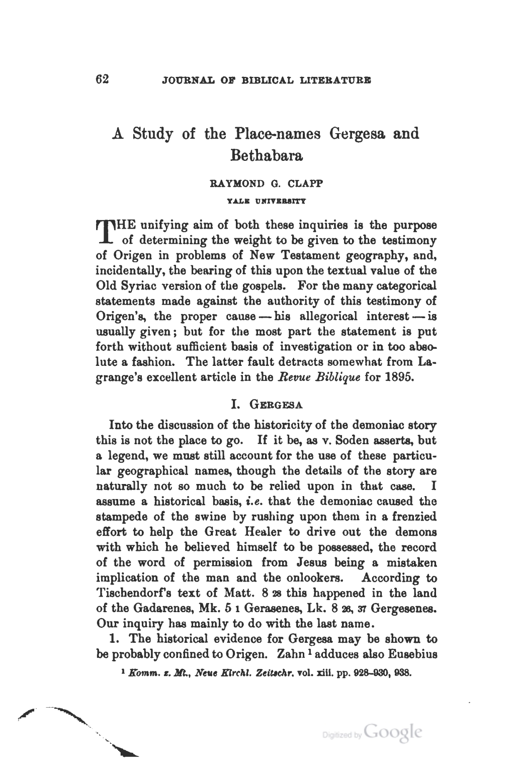 JOURNAL of BIBLICAL LITERATURE Undoubtedly Very Great Value Has Been to Some Extent Over­ Emphasized We Have Here, at Least, One Slight Indication