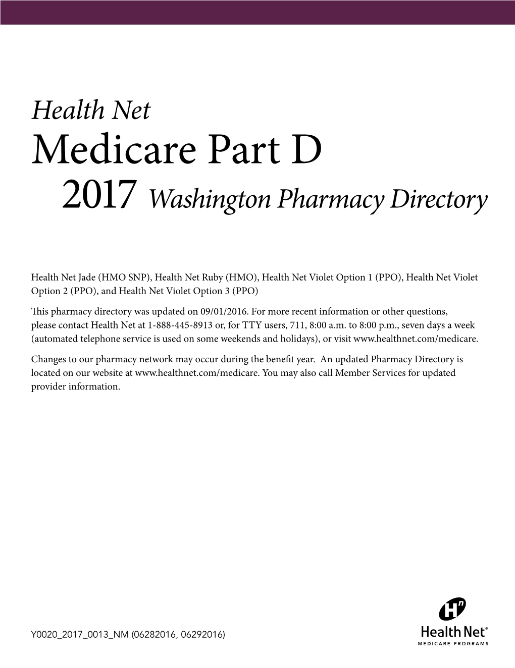 Medicare Part D 2017 Washington Pharmacy Directory