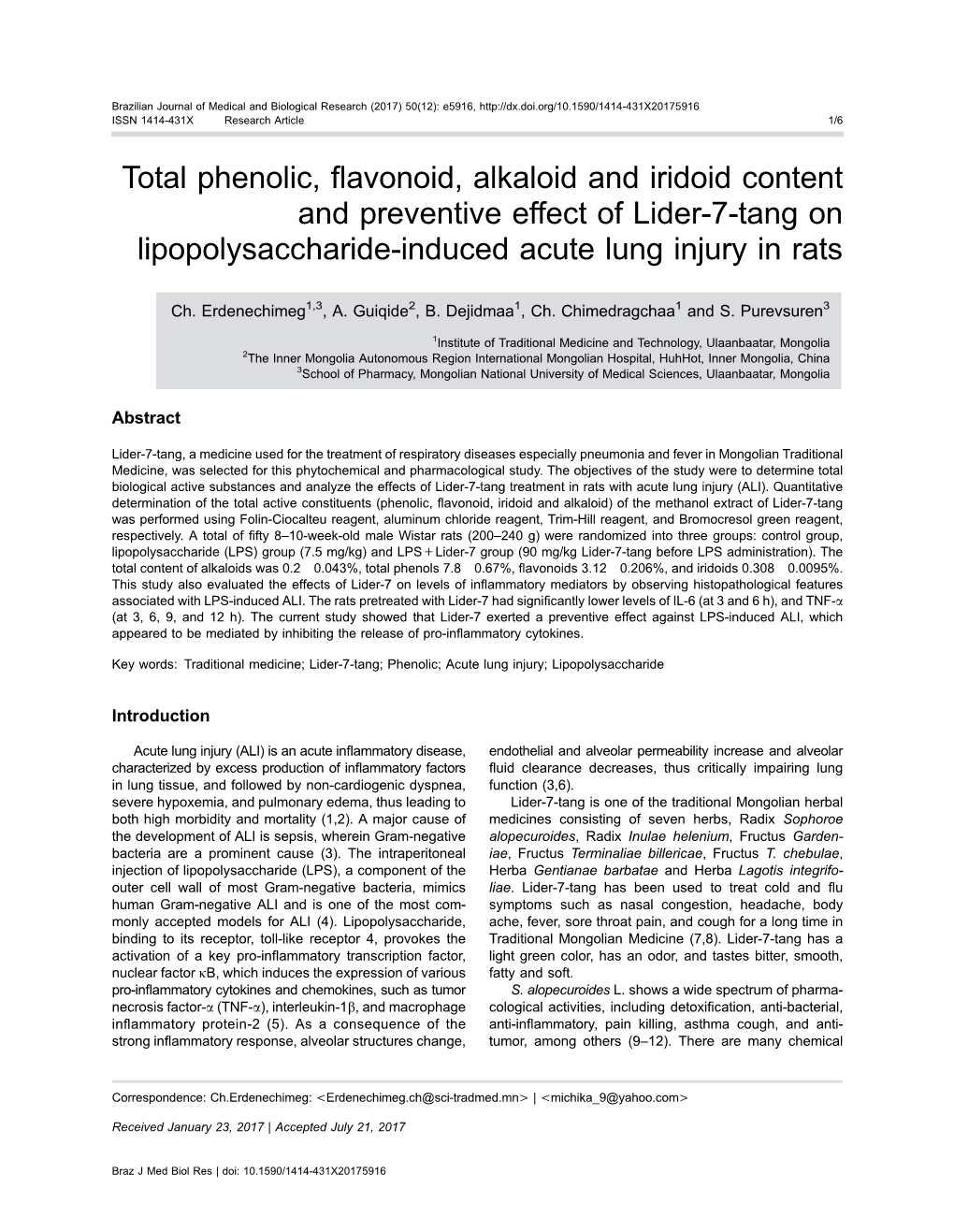 Total Phenolic, Flavonoid, Alkaloid and Iridoid Content And