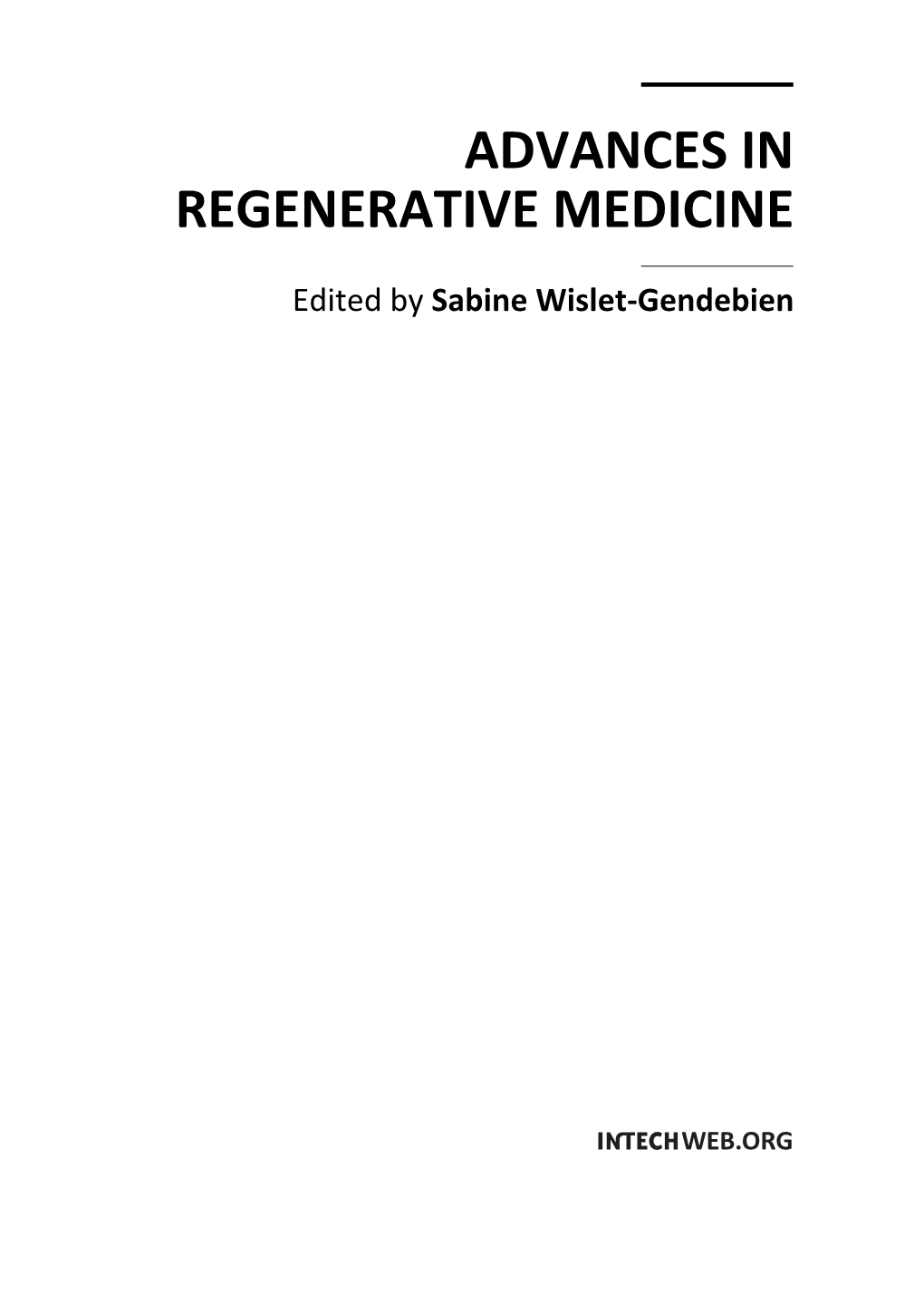 Advances in Regenerative Medicine