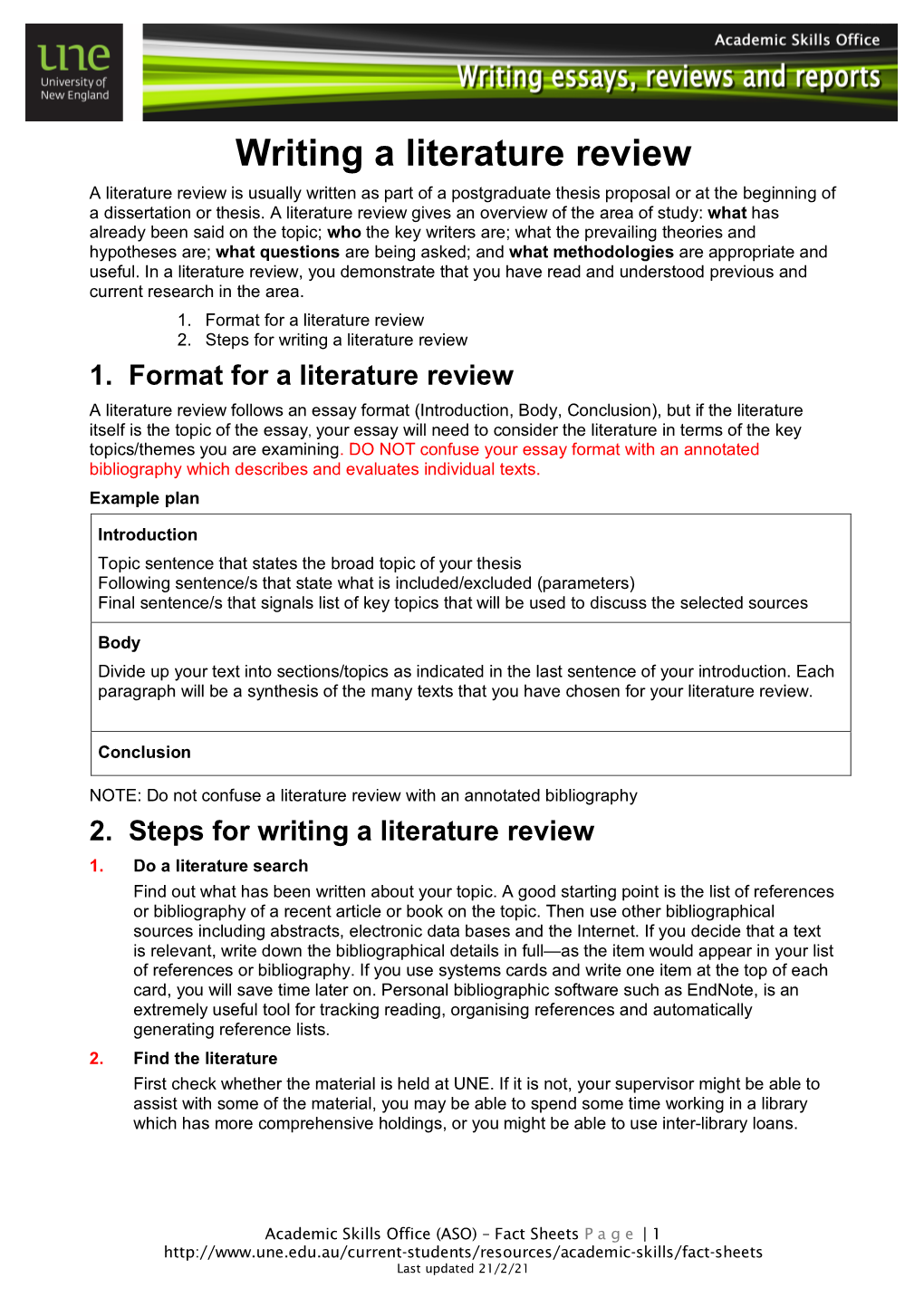 Writing a Literature Review a Literature Review Is Usually Written As Part of a Postgraduate Thesis Proposal Or at the Beginning of a Dissertation Or Thesis