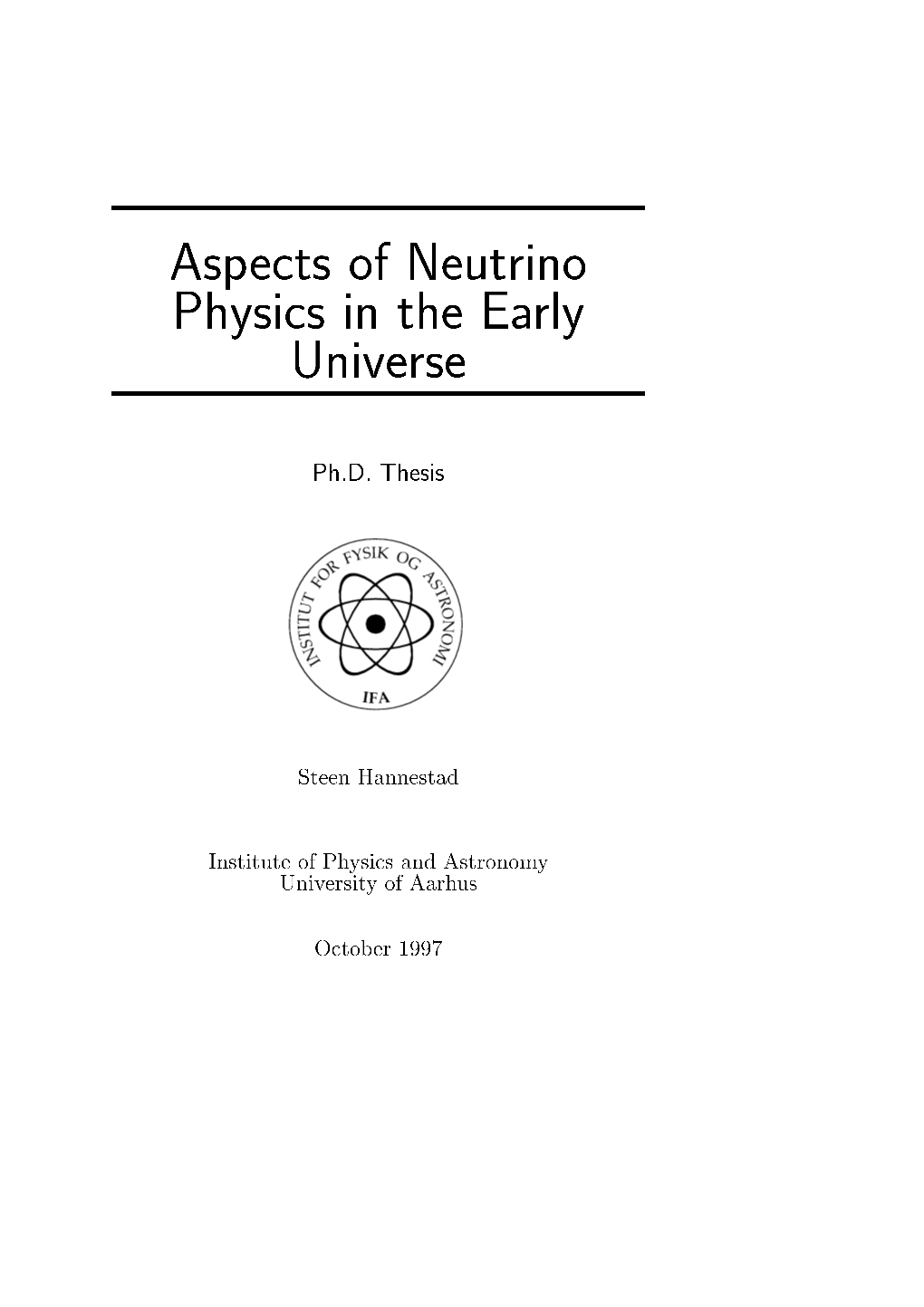 Aspects of Neutrino Physics in the Early Universe