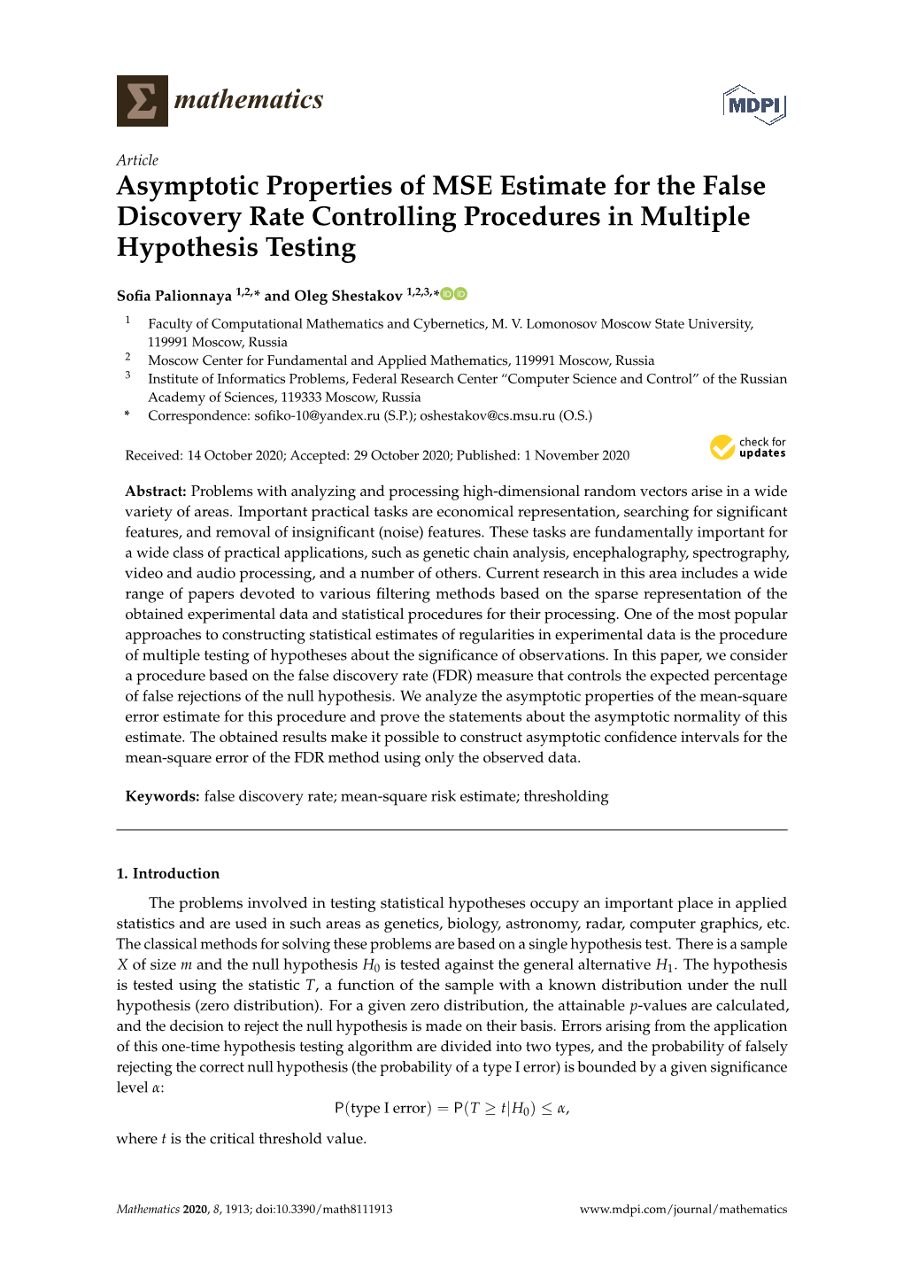 Asymptotic Properties of MSE Estimate for the False Discovery Rate Controlling Procedures in Multiple Hypothesis Testing
