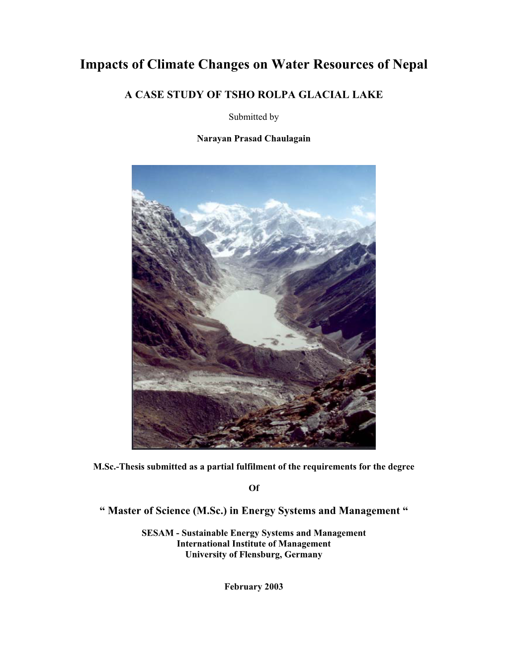 Impacts of Climate Changes on Water Resources of Nepal