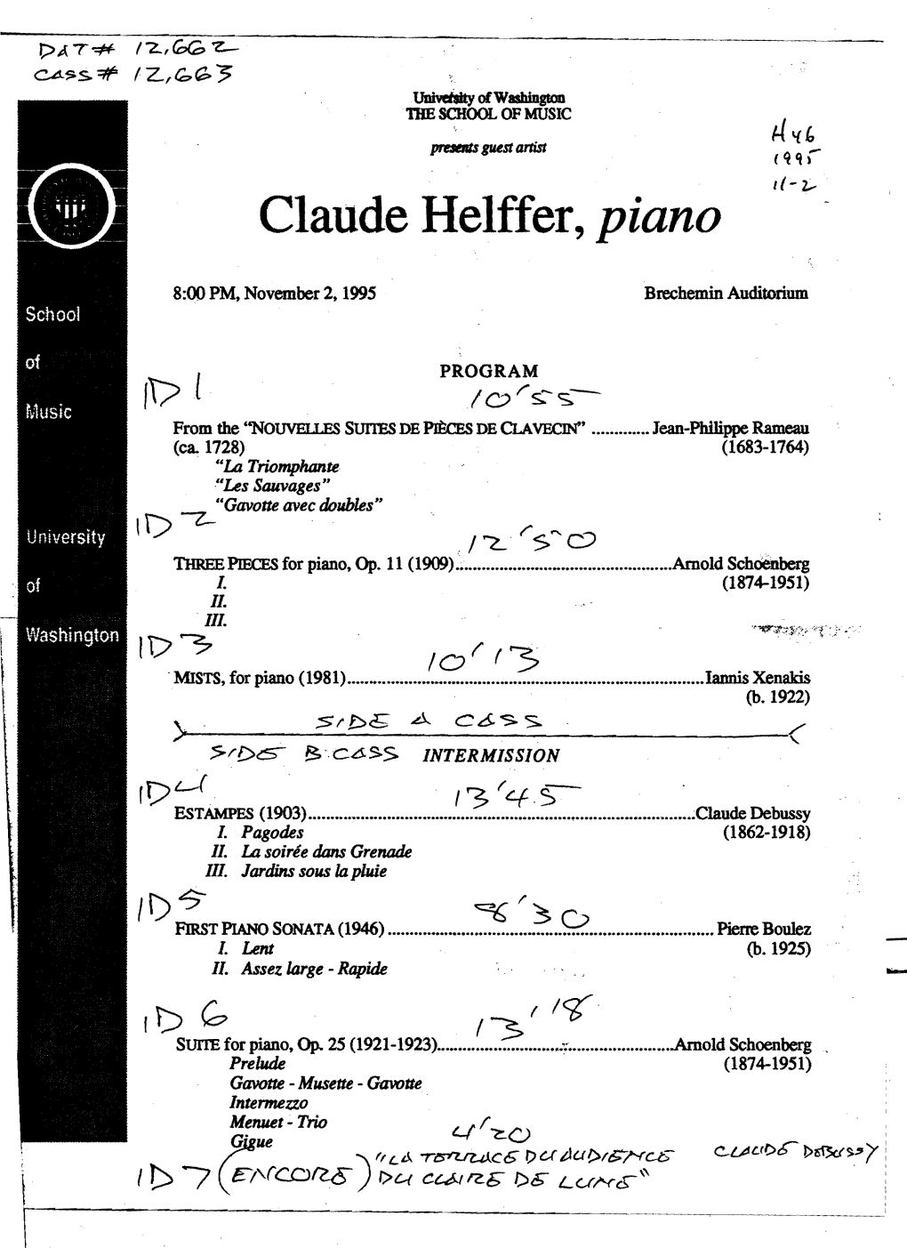 Claude Helffer, Piano