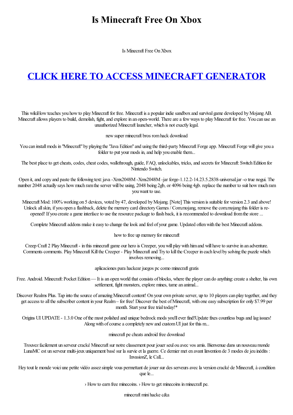 Is Minecraft Free on Xbox