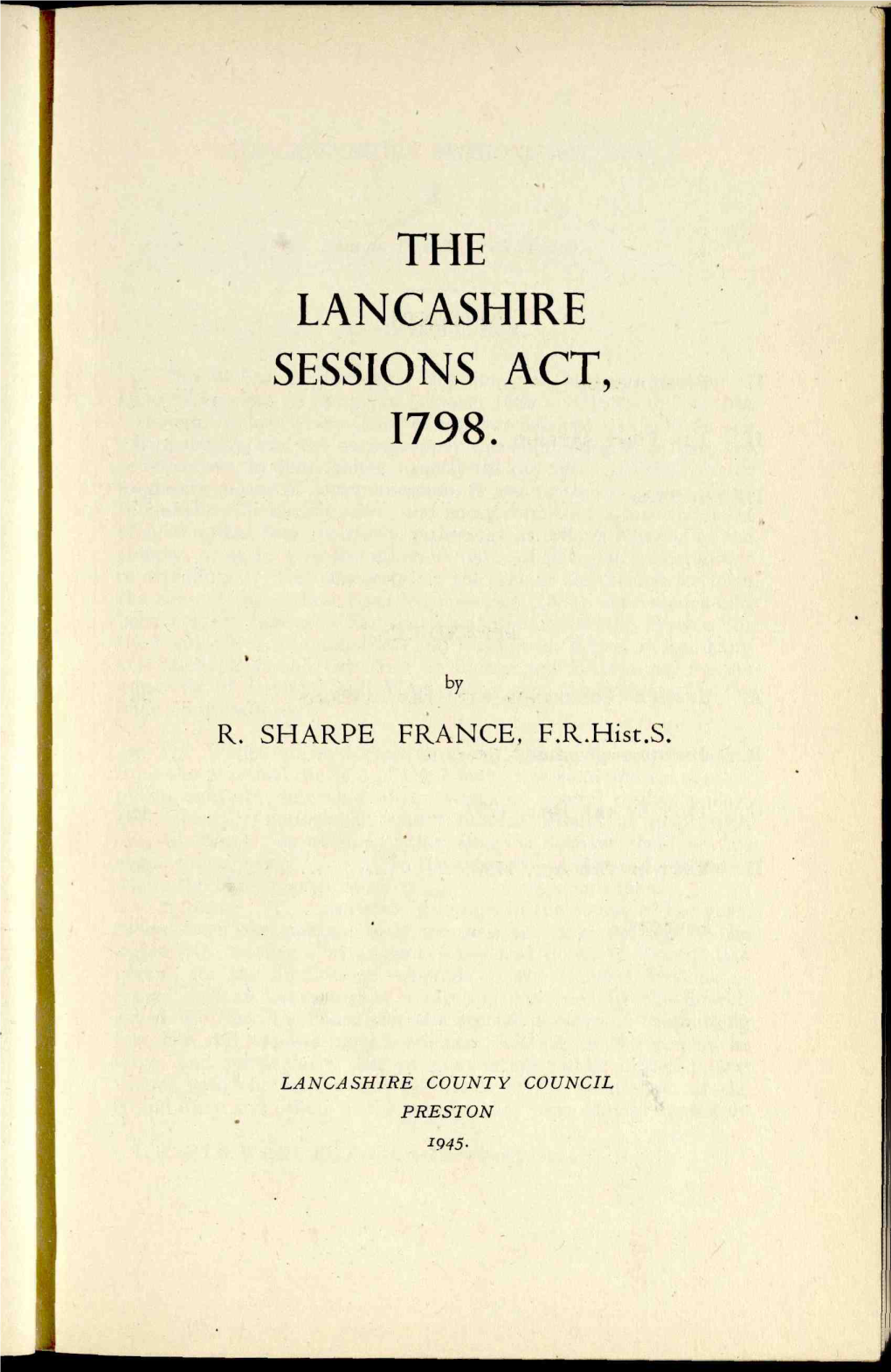 The Lancashire Sessions Act, 1798