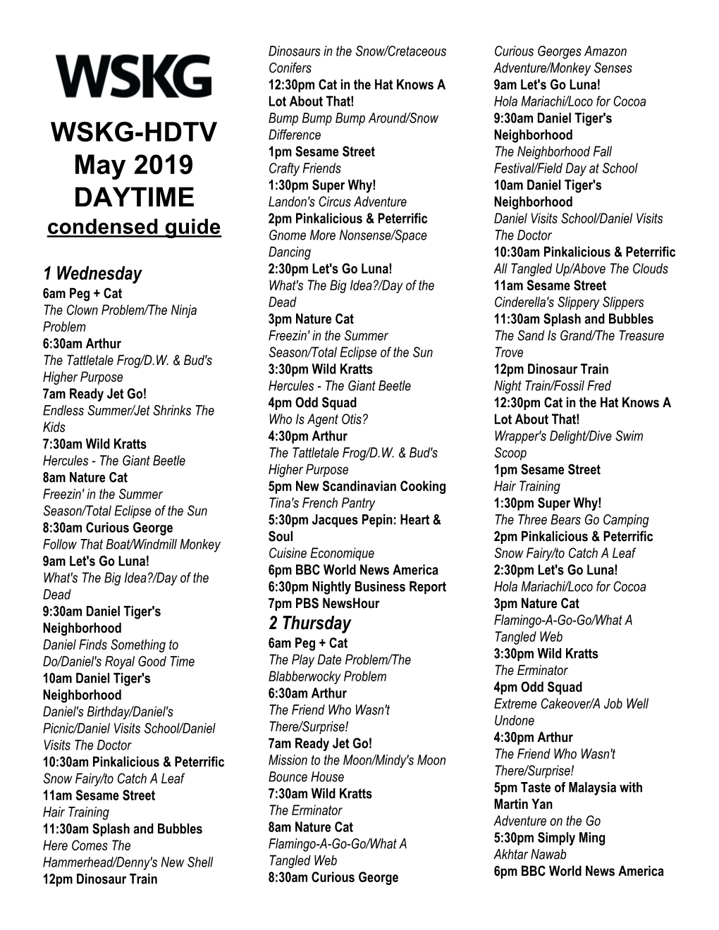 WSKG-HDTV May 2019 DAYTIME