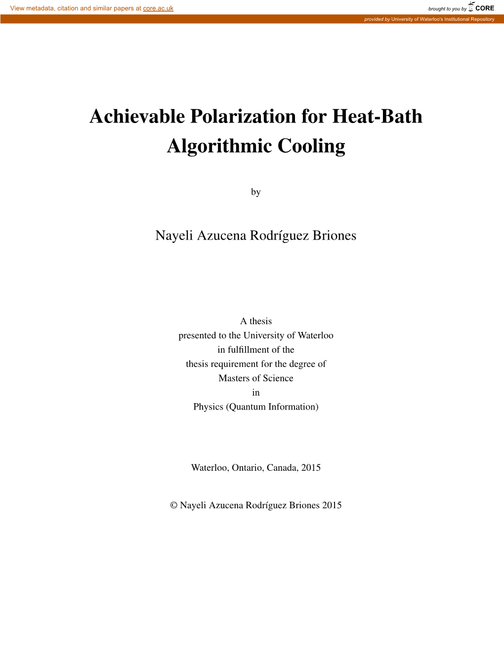 Achievable Polarization for Heat-Bath Algorithmic Cooling