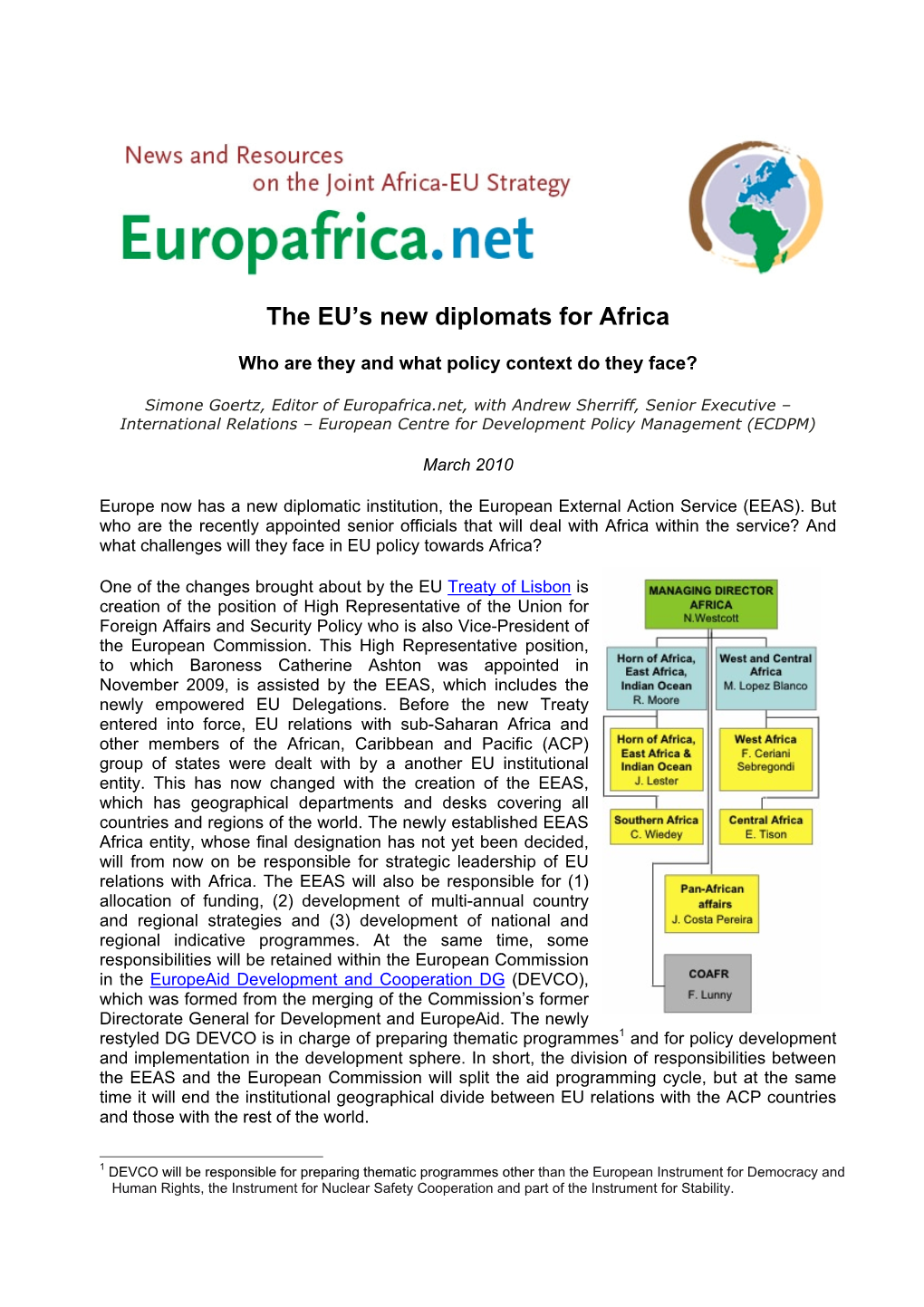The EU's New Diplomats for Africa As Word Document