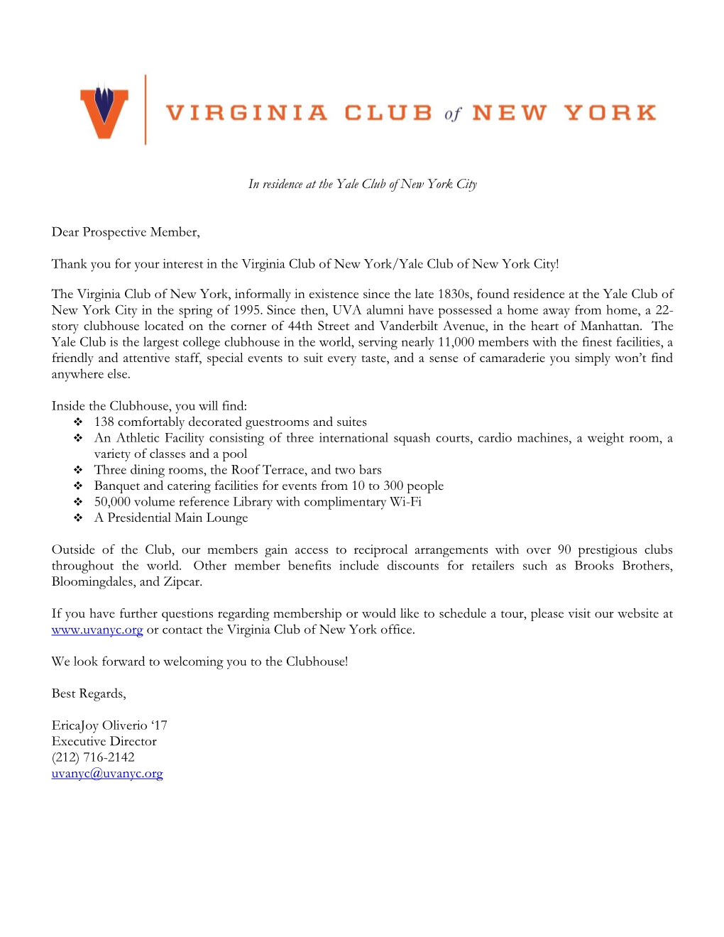Virginia Club of New York/Yale Club of New York City!