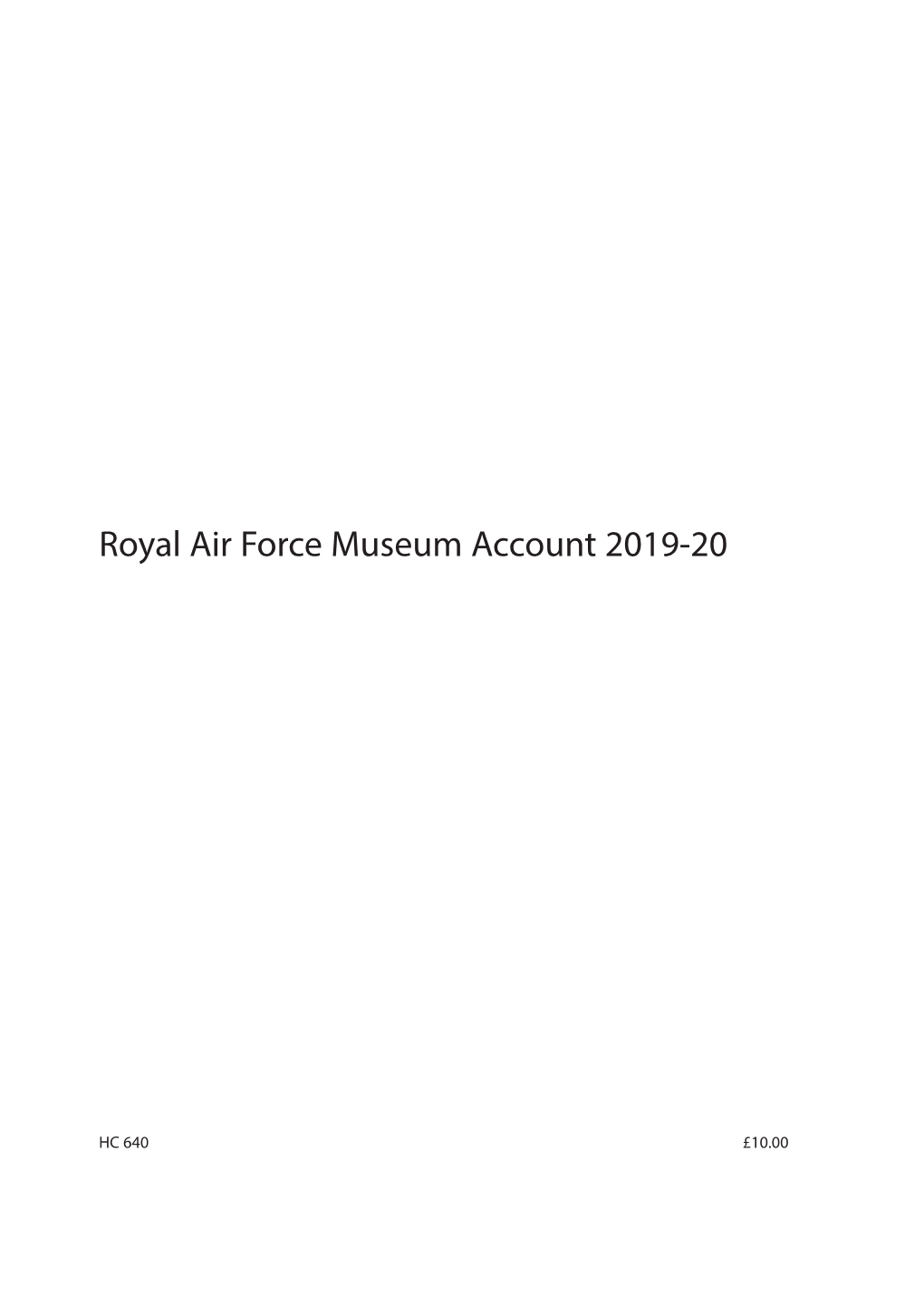 Royal Air Force Museum Account 2019-20