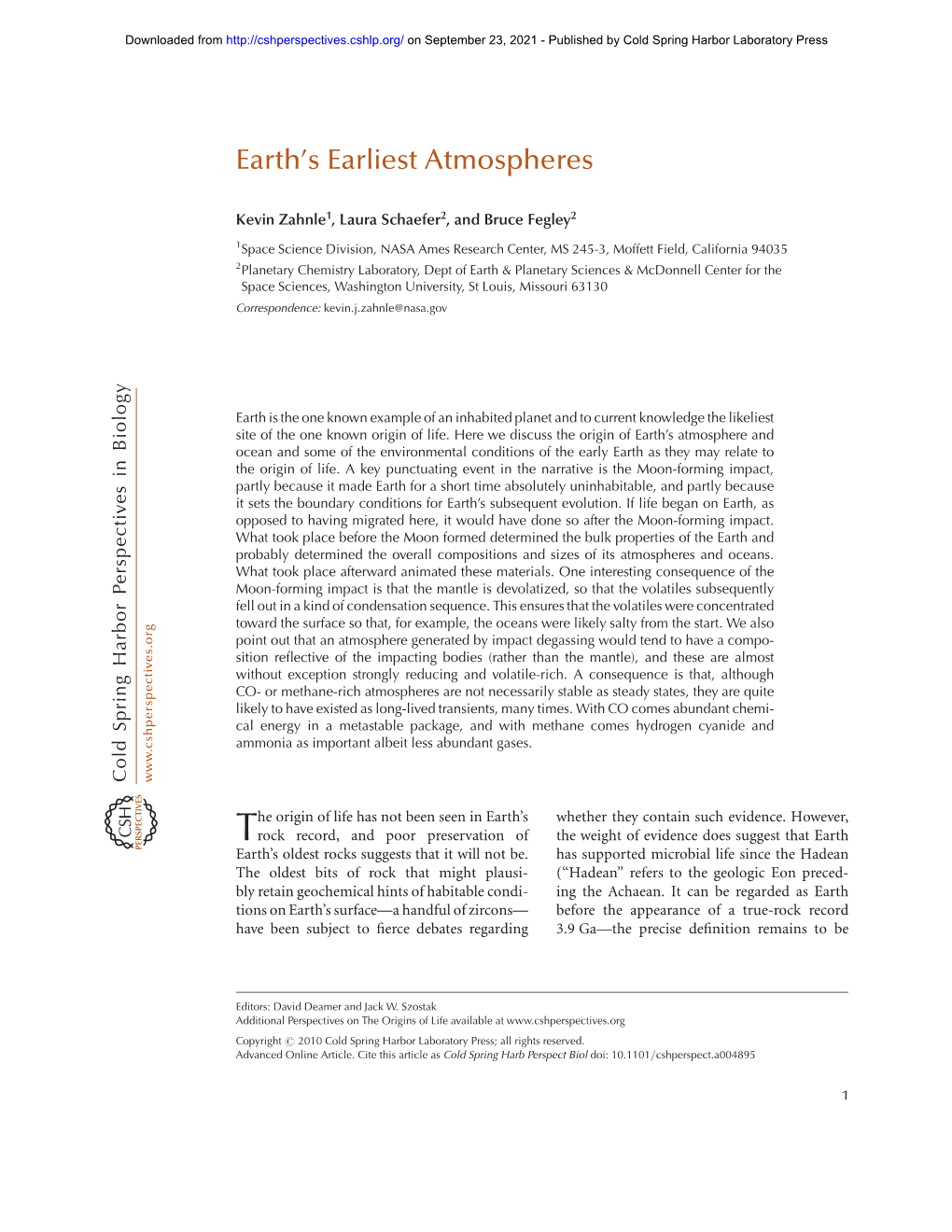 Earth's Earliest Atmospheres