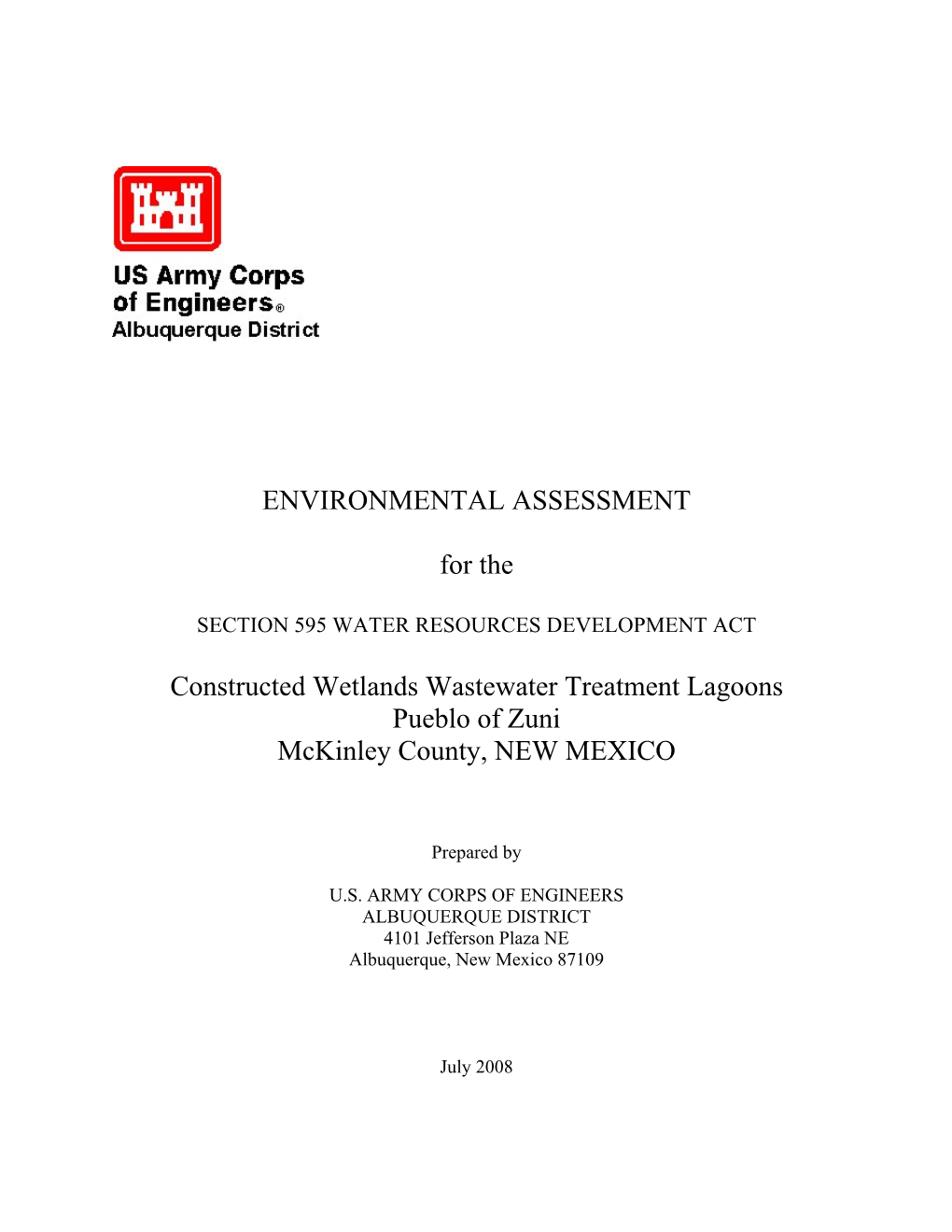 Constructed Wetlands Wastewater Treatment Lagoons Pueblo of Zuni Mckinley County, NEW MEXICO