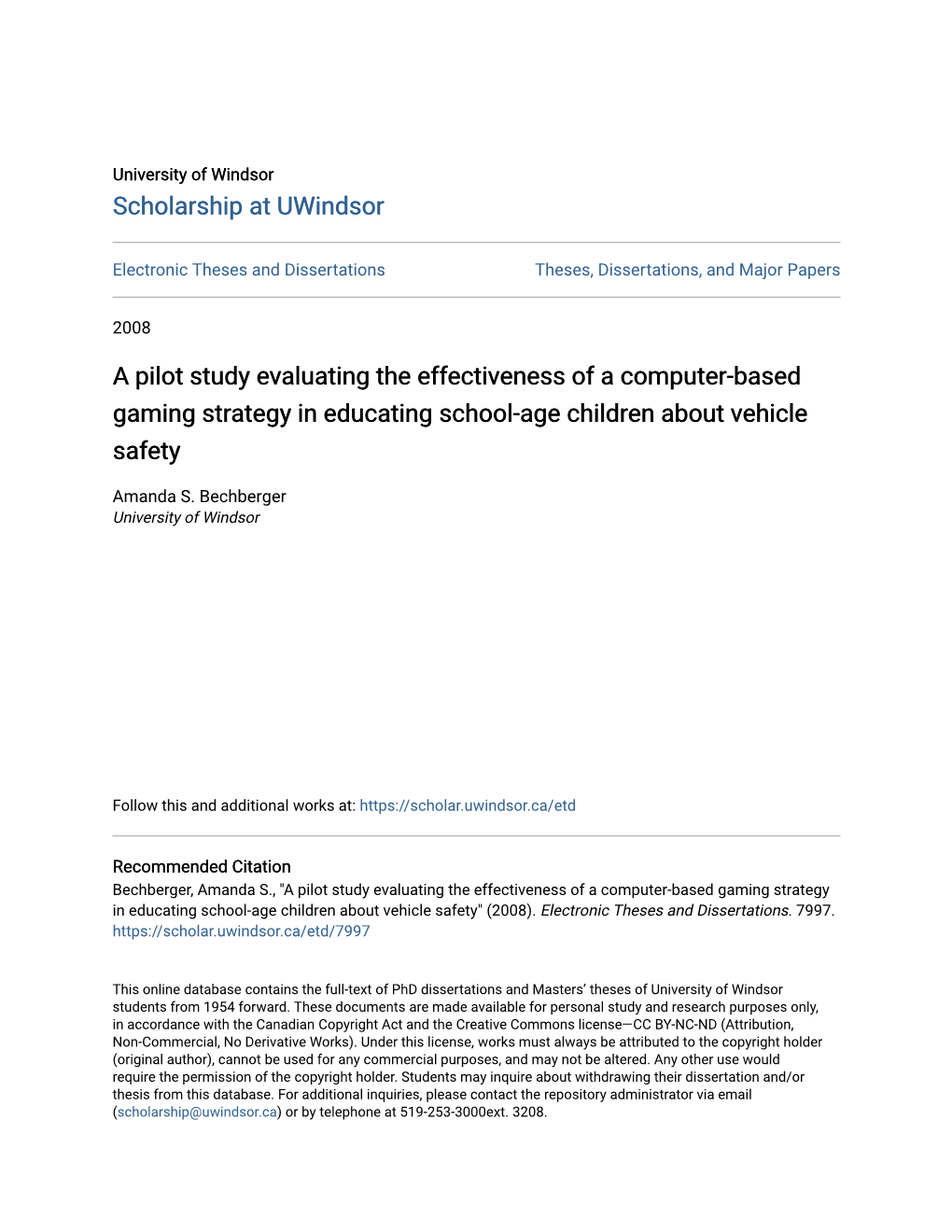 A Pilot Study Evaluating the Effectiveness of a Computer-Based Gaming Strategy in Educating School-Age Children About Vehicle Safety