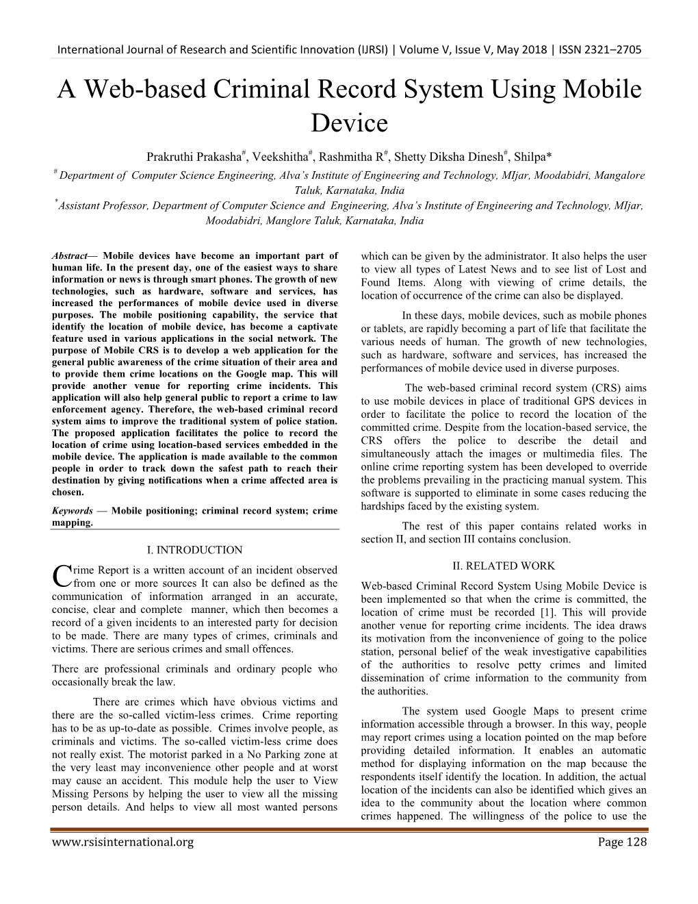 A Web-Based Criminal Record System Using Mobile Device