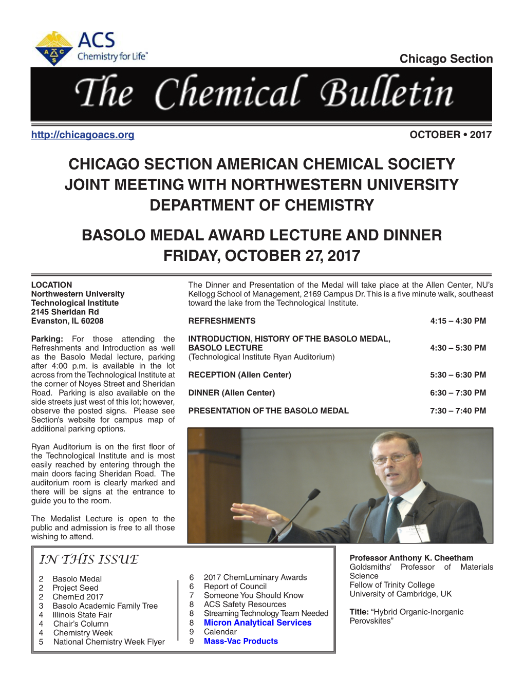 Chicago Section American Chemical Society Joint Meeting with Northwestern University Department of Chemistry