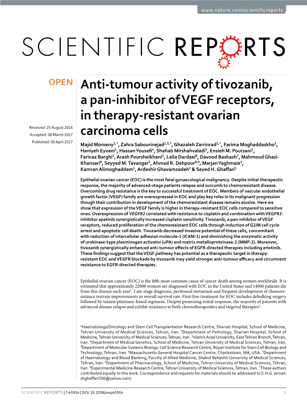 Anti-Tumour Activity of Tivozanib, a Pan-Inhibitor of VEGF Receptors, In