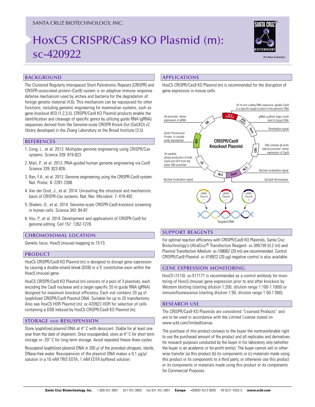 Hoxc5 CRISPR/Cas9 KO Plasmid (M): Sc-420922
