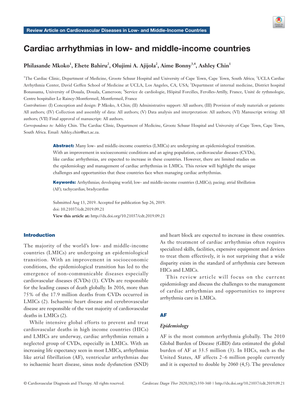 Cardiac Arrhythmias in Low- and Middle-Income Countries