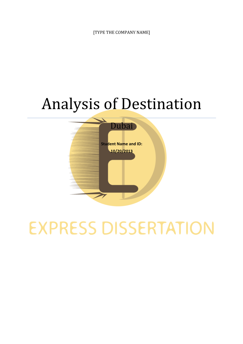 Analysis of Destination Dubai