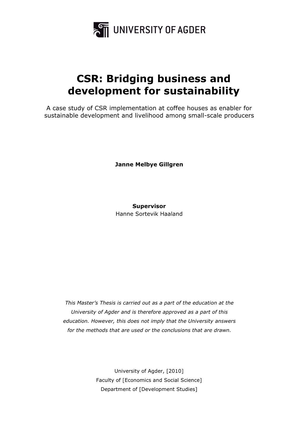 CSR: Bridging Business and Development for Sustainability