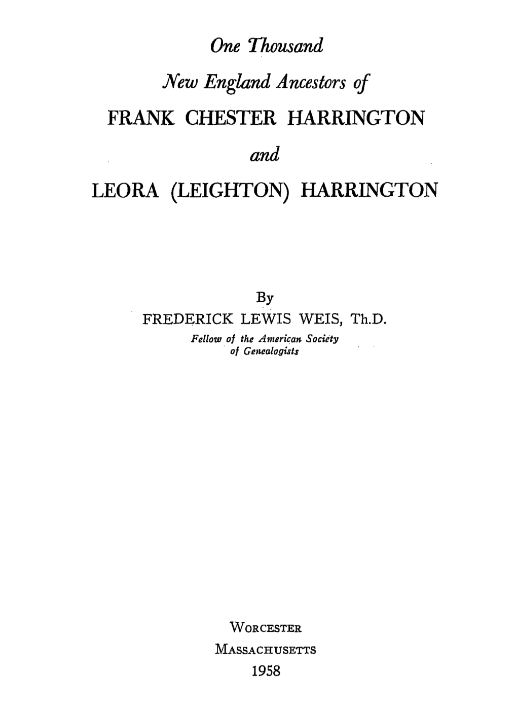 HARRINGTON and LEORA (LEIGHTON) HARRINGTON