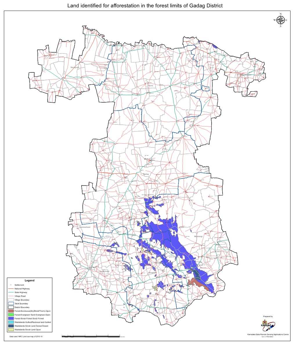 Land Identified for Afforestation in the Forest Limits of Gadag District Μ