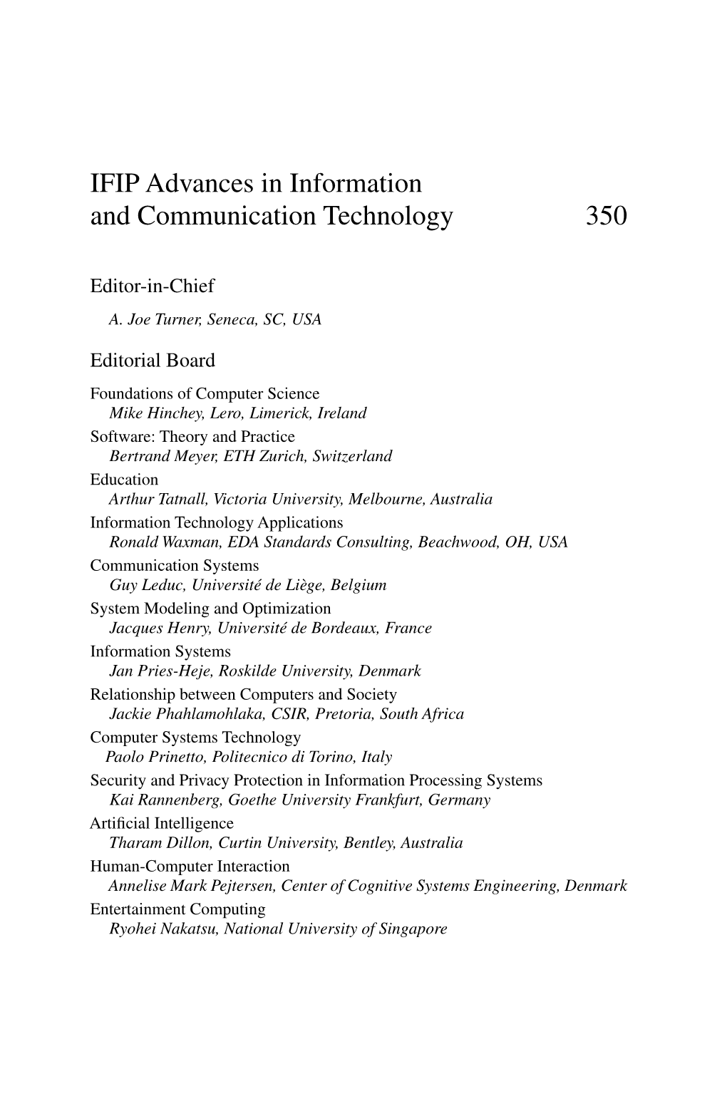 IFIP Advances in Information and Communication Technology 350